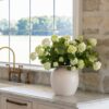 Lifelike Hydrangea Faux Flower Arrangement, 24 Inch Cream Green Artificial Flowers for Living Room Elegant Decor, No Watering Needed with Vase