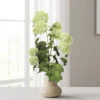 Lifelike Hydrangea Faux Flower Arrangement, 24 Inch Cream Green Artificial Flowers for Living Room Elegant Decor, No Watering Needed with Vase