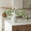 Lifelike White Tulip & Agapanthus Faux Flower Arrangement, 30 Inch Silk Floral Centerpiece for Living Room, Elegant Spring Decor, No Watering Needed