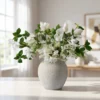 Lifelike White Tulip & Agapanthus Faux Flower Arrangement, 30 Inch Silk Floral Centerpiece for Living Room, Elegant Spring Decor, No Watering Needed