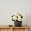 Real Touch Hydrangea Faux Floral Stems, 18 Inch White Silk Flowers for Modern Living Room, No Watering Needed