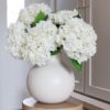 Real Touch Hydrangea Faux Floral Stems, 18 Inch White Silk Flowers for Modern Living Room, No Watering Needed