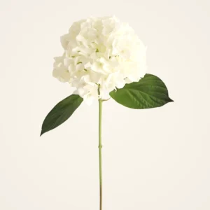 Real Touch Hydrangea Faux Floral Stems, 18 Inch White Silk Flowers for Modern Living Room, No Watering Needed