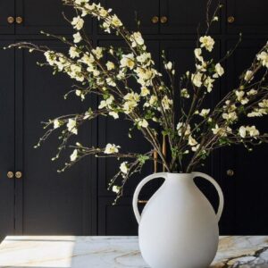 Premium Artificial Blossom Branch - Cream Quince Blooms, 57 Inch Silk Floral Stems for Living Room Spring Decor, Elegant No Watering Needed with Vase