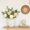 Lifelike Cream Peony & Eucalyptus Faux Flower Arrangement, 30 Inch Silk Floral Centerpiece for Living Room, Spring Decor, No Watering Needed Vase Not