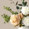Lifelike Cream Peony & Eucalyptus Faux Flower Arrangement, 30 Inch Silk Floral Centerpiece for Living Room, Spring Decor, No Watering Needed Vase Not