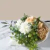 Lifelike Cream Peony & Eucalyptus Faux Flower Arrangement, 30 Inch Silk Floral Centerpiece for Living Room, Spring Decor, No Watering Needed Vase Not
