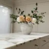 Lifelike Cream Peony & Eucalyptus Faux Flower Arrangement, 30 Inch Silk Floral Centerpiece for Living Room, Spring Decor, No Watering Needed Vase Not
