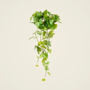Real Touch Variegated Pothos Artificial Plant, 27 Inch White Green Hanging Bush for Living Room, Luxury Home Decor, No Watering Needed with Vase