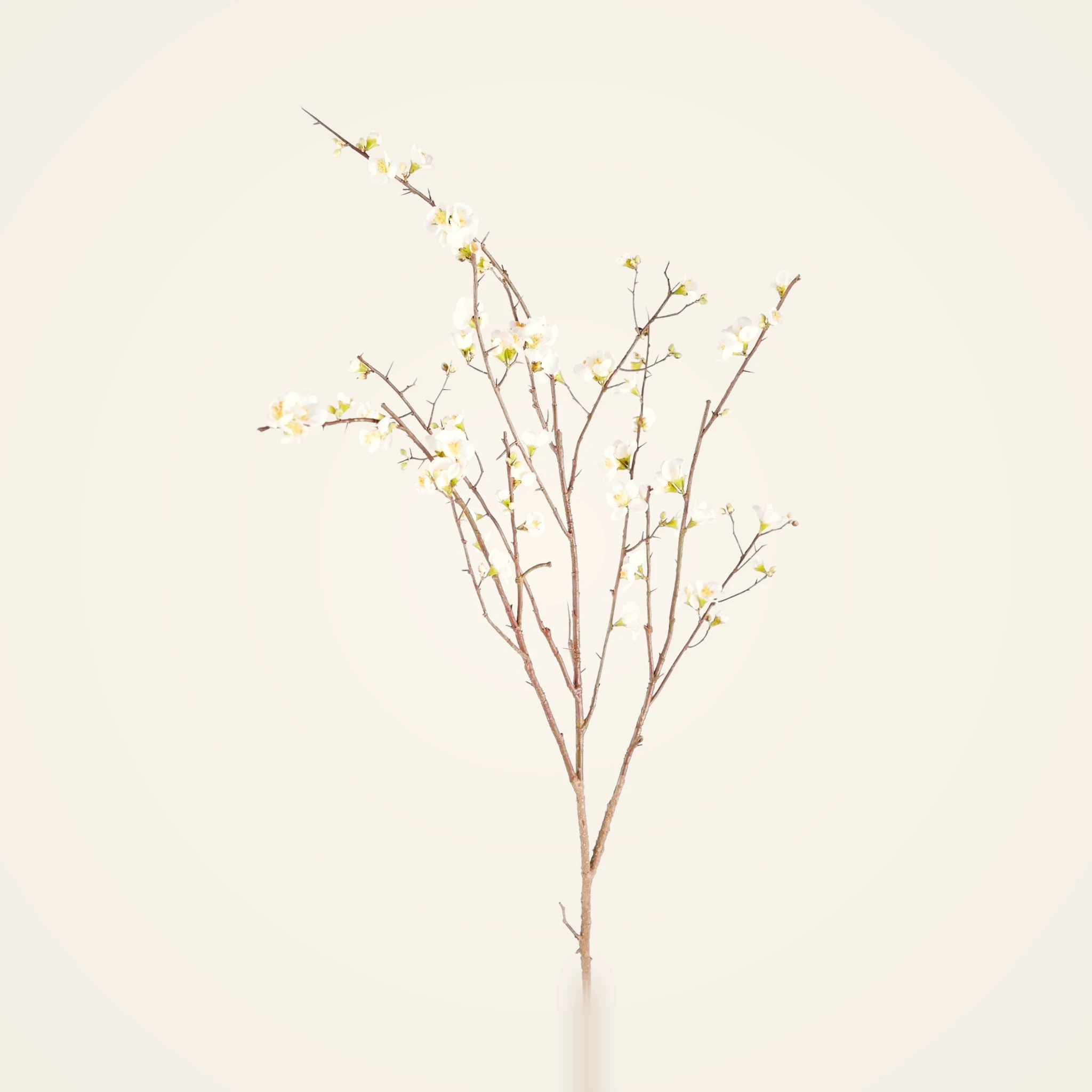 Lifelike Quince Blossom Branch Faux Flower Arrangement, 54 Inch Silk Floral for Living Room Spring Decor, Elegant Maintenance Free
