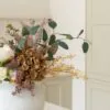 Lifelike Green Eucalyptus & Burgundy Faux Flower Arrangement, 18 Inch Silk Floral for Fall Decor, Farmhouse Style, No Watering Needed Vase Not