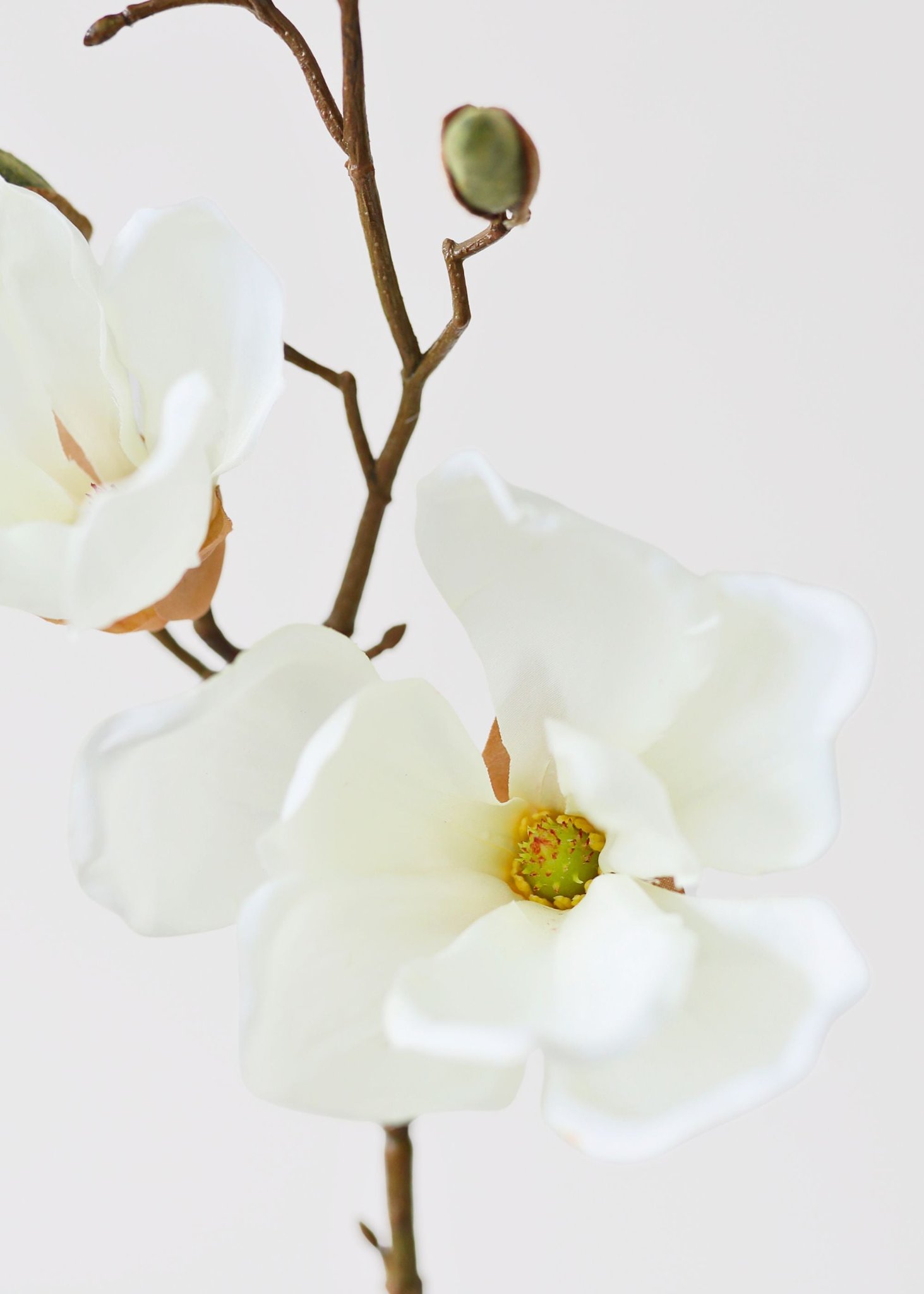 Cream Magnolia Faux Flower Stem, 19 Inch Artificial Floral Stems for Wedding Centerpiece, Spring Decor, No Watering Needed
