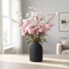 Lifelike Eucalyptus Faux Flower Arrangement, White & Pink, 24 Inch Silk Floral Centerpiece for Wedding Decor, Luxury Allergy Friendly No Watering
