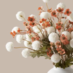 Lifelike Wax Umber Faux Flower Arrangement, 24 Inch Orange Silk Floral Centerpiece for Living Room, Fall Decor, No Watering Needed Vase Not Included