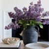 Lifelike Purple Lilac Faux Floral Stems, 34 Inch Artificial Flowers for Spring Decor, No Watering Needed with Vase