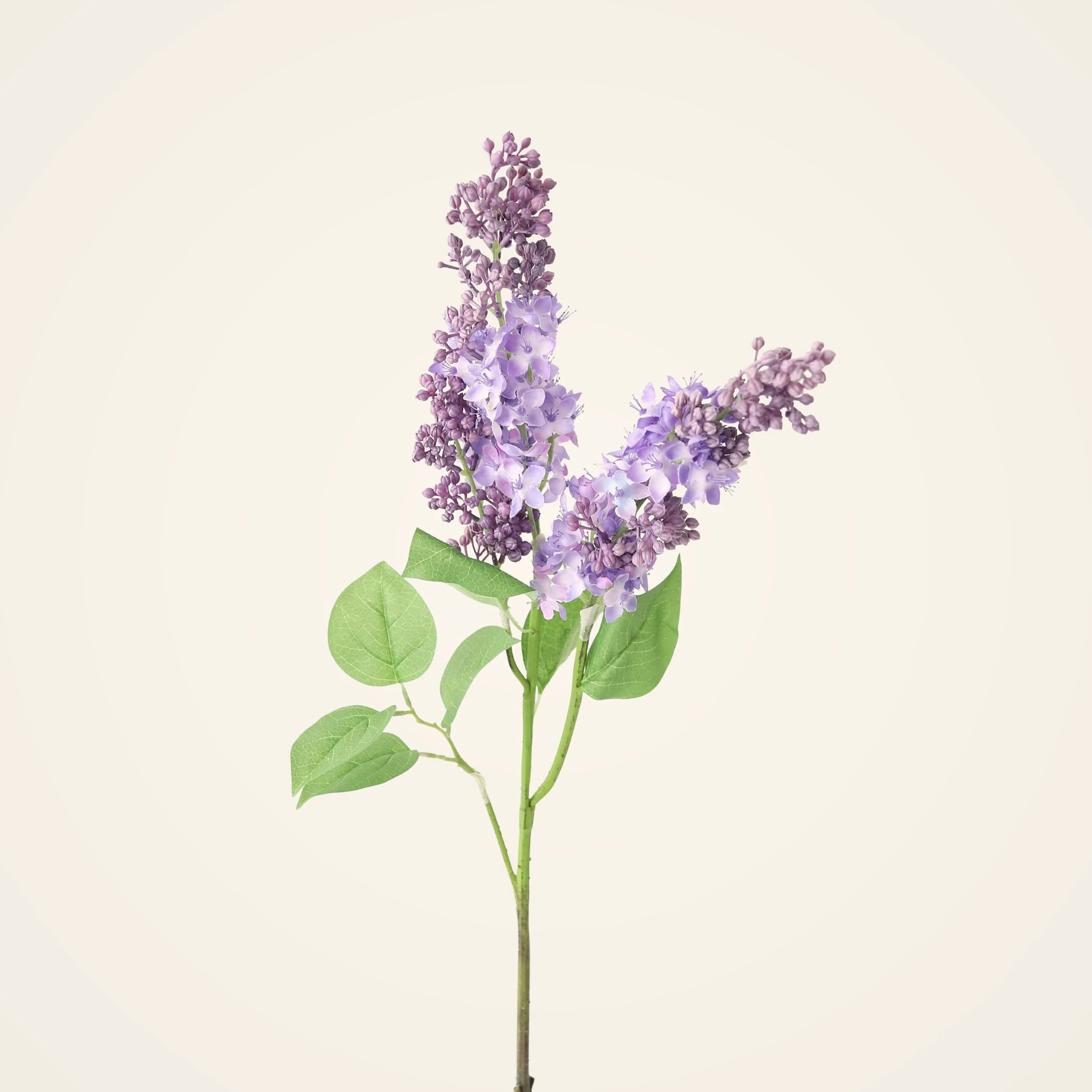Lifelike Purple Lilac Faux Floral Stems, 34 Inch Artificial Flowers for Spring Decor, No Watering Needed with Vase