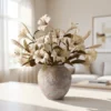 Lifelike Lily Faux Flower Arrangement, Beige Silk Floral Centerpiece 20 Inch for Living Room, Elegant Fall Decor, No Watering Needed Vase Not Included