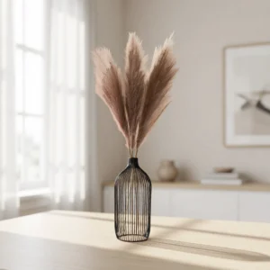 Lifelike Black Pampas Grass Faux Flower Arrangement, 43 Inch Artificial Silk Stems for Living Room Vase Not Included