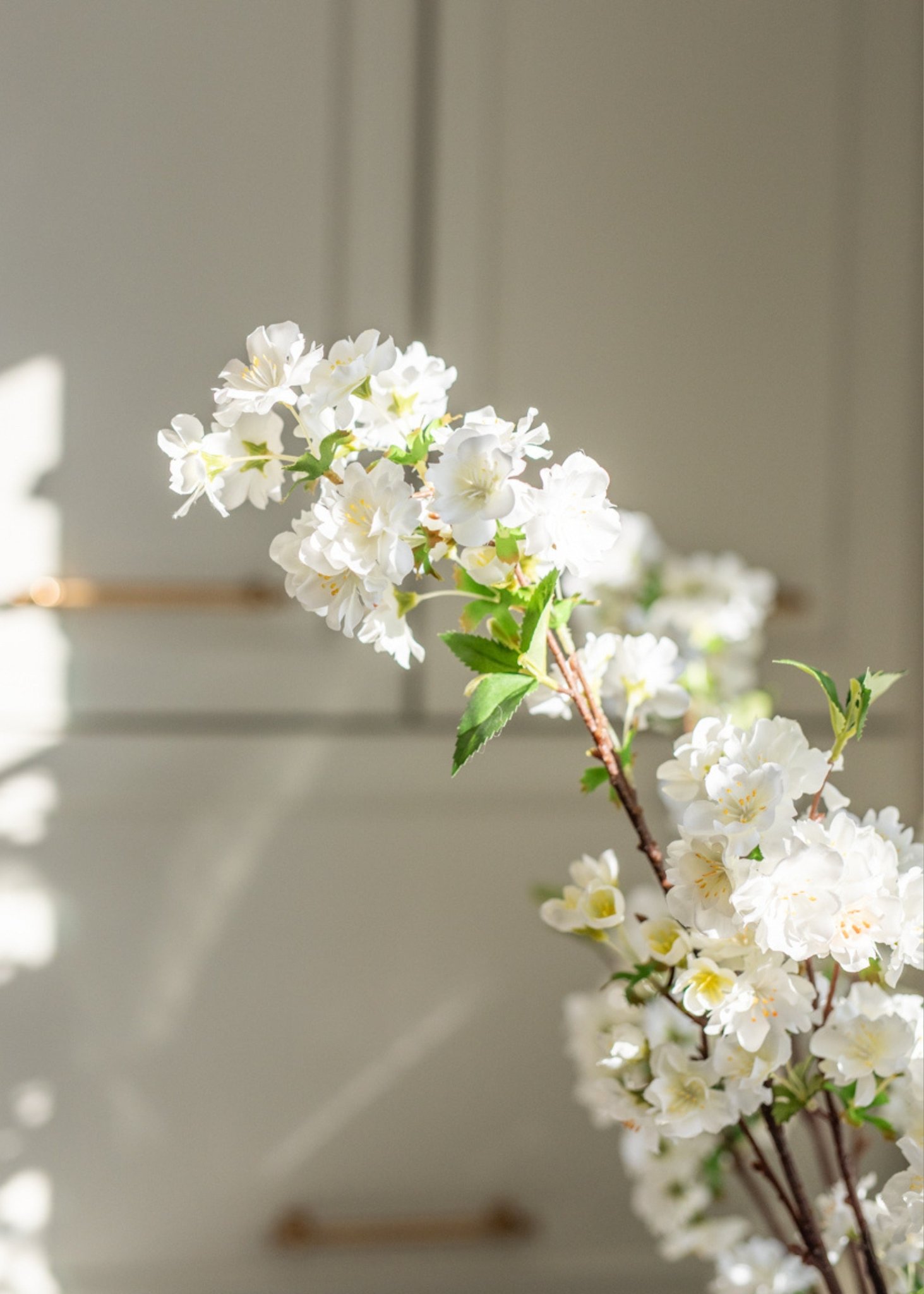Cream White Artificial Cherry Blossom Branch - 36"