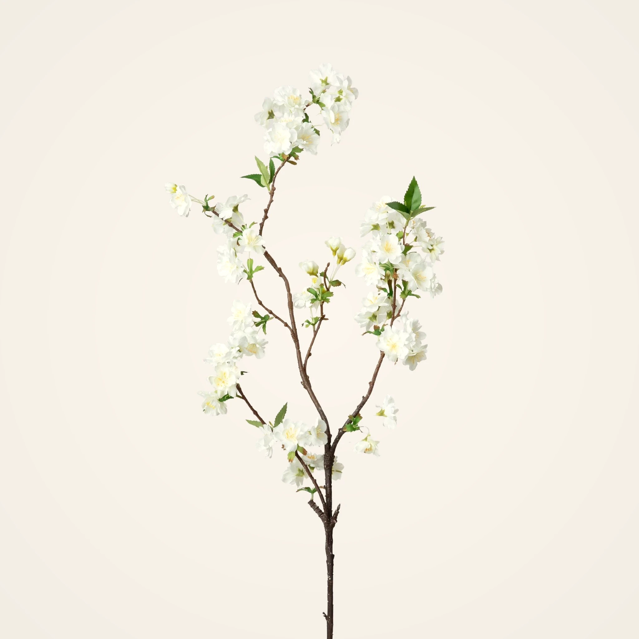 Real Touch Cream White Cherry Blossom Faux Floral Stems, 36" Silk Branch for Spring Decor, Elegant Home Interior, No Watering Needed with Vase