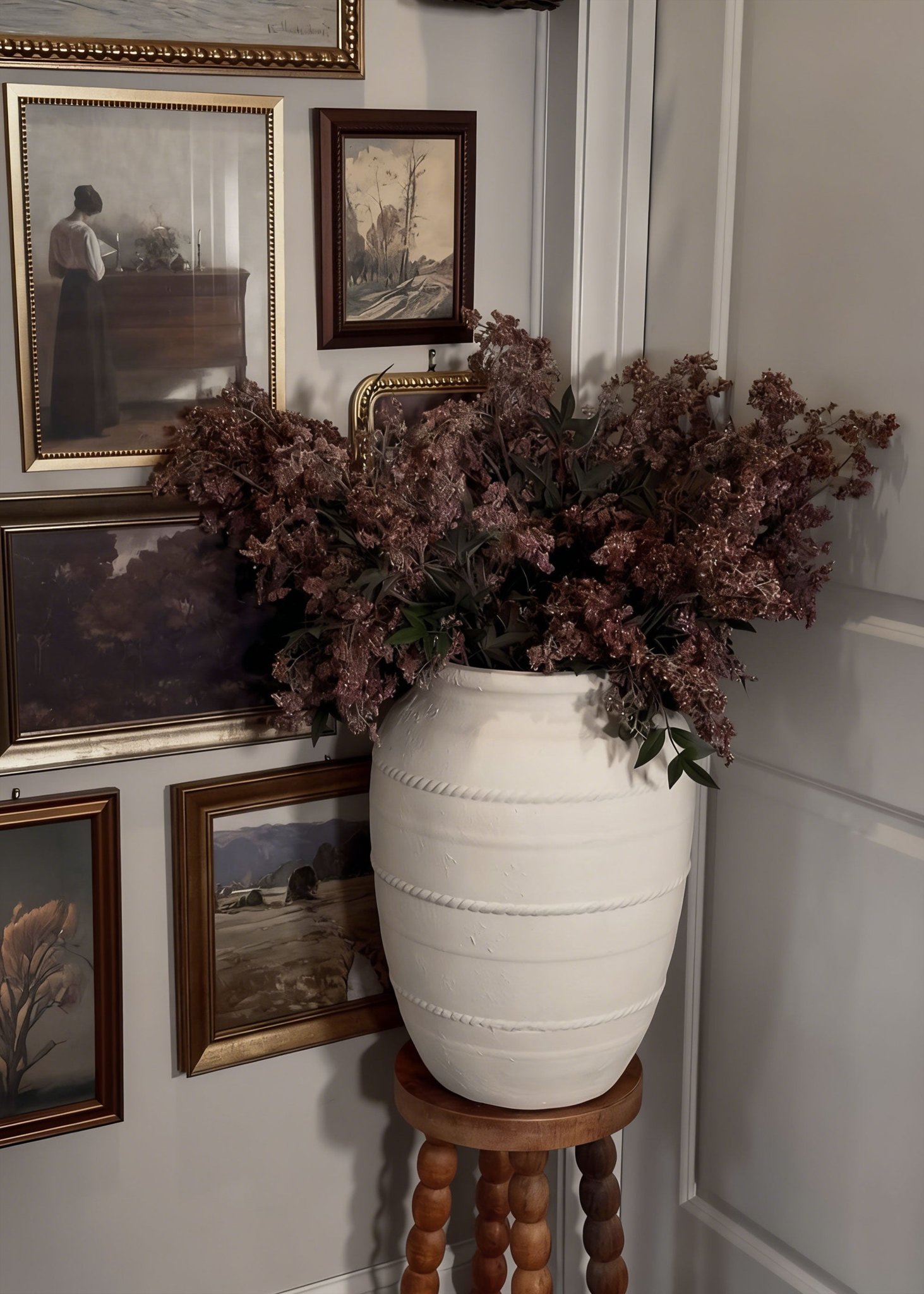 Dusty Mauve Wild Plum Berry Branch Faux Floral Stems, 43", Wedding Centerpiece, Modern Style, No Watering Needed