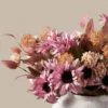 Lifelike Pink & Beige Faux Flower Arrangement, 22 Inch Fall Decor for Living Room, No Watering Needed Vase Not Included