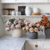 Lifelike Mauve Beige Peony Faux Flower Arrangement, 18 Inch Silk Floral for Fall Wedding Decor, Elegant Allergy Friendly