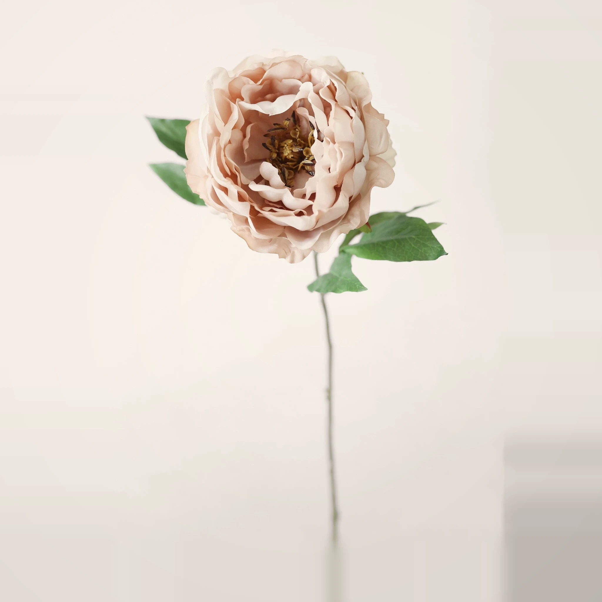 Lifelike Mauve Beige Peony Faux Flower Arrangement, 18 Inch Silk Floral for Fall Wedding Decor, Elegant Allergy Friendly