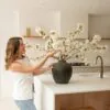 Lifelike White Japanese Cherry Blossom Faux Flower Arrangement, 6 Stems Artificial Flowers for Spring Decor, Elegant Home Accent, No Watering Needed