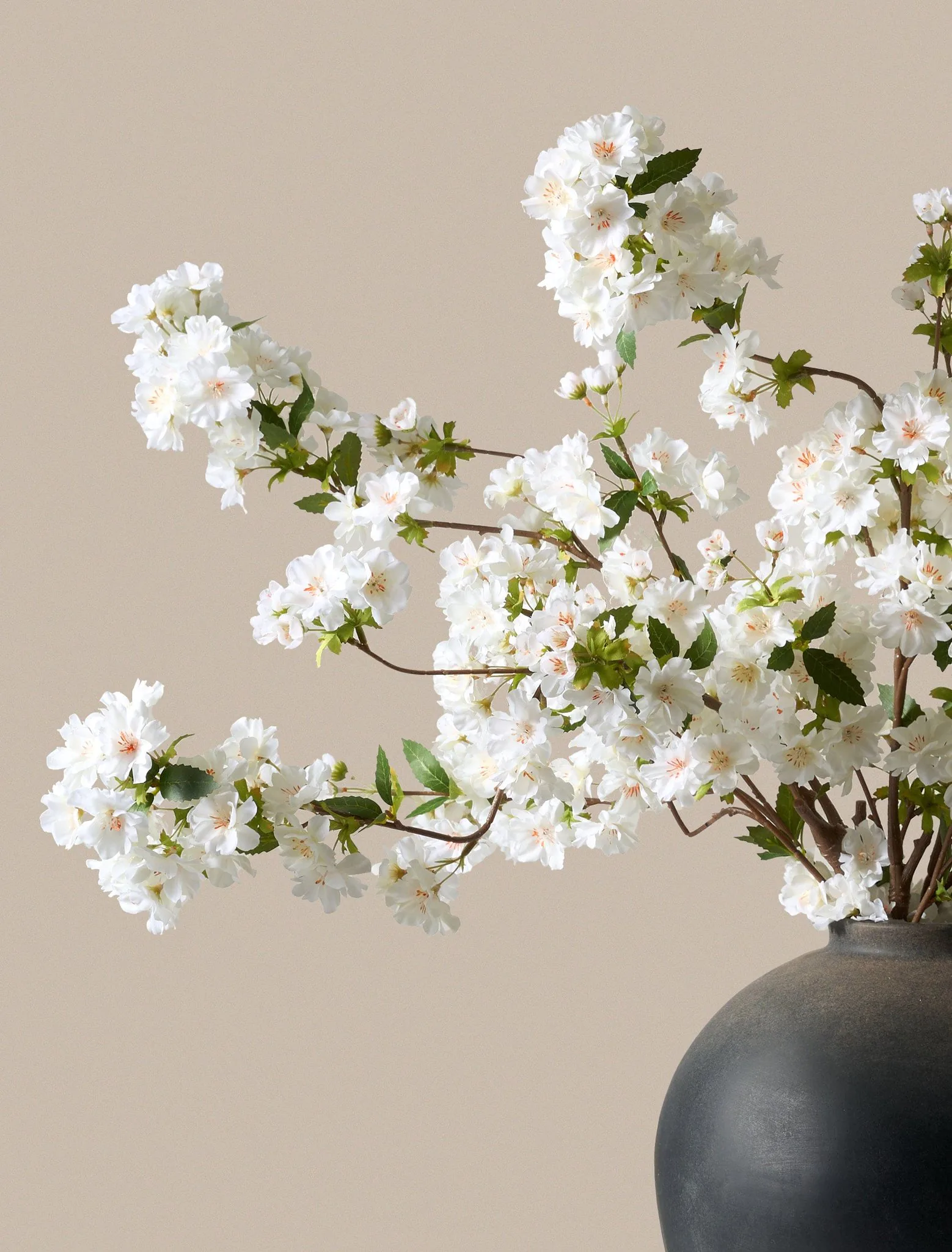 Lifelike White Japanese Cherry Blossom Faux Flower Arrangement, 6 Stems Artificial Flowers for Spring Decor, Elegant Home Accent, No Watering Needed