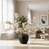 Lifelike White Japanese Cherry Blossom Faux Flower Arrangement, 6 Stems Artificial Flowers for Spring Decor, Elegant Home Accent, No Watering Needed