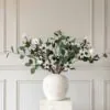 Lifelike Eucalyptus and White Magnolia Faux Flower Arrangement, 30 Inch Silk Floral Centerpiece for Spring Decor, No Watering Needed, Vase Not