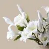 Lifelike White Lily Faux Flower Arrangement, 20 Inch Silk Floral Centerpiece for Living Room, Spring Decor, No Watering Needed Vase Not Included