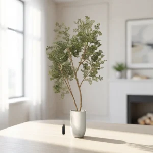 Lifelike Black Ruscus Faux Tree, 6ft 1in Artificial Plant for Indoor or Outdoor, No Watering Needed, Vase Not Included