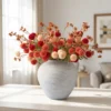 Lifelike Kiku & Wax Flower Faux Arrangement, 22 Inch Blush Pink Artificial Floral for Living Room, Fall Decor, Maintenance Free Vase Not Included
