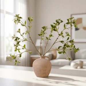 Lifelike Green Pieris Faux Floral Stems, 2 Branches Artificial Greenery for Living Room, Elegant Decor, No Watering Needed Vase Not Included