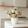 Lifelike Blush Rose Faux Flower Arrangement, 28 Inch Silk Floral for Living Room Spring Decor, Luxury Allergy Friendly No Watering Needed Vase Not