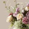 Lifelike Blush Rose Faux Flower Arrangement, 28 Inch Silk Floral for Living Room Spring Decor, Luxury Allergy Friendly No Watering Needed Vase Not
