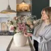 Lifelike Blush Rose Faux Flower Arrangement, 28 Inch Silk Floral for Living Room Spring Decor, Luxury Allergy Friendly No Watering Needed Vase Not