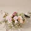 Lifelike Blush Rose Faux Flower Arrangement, 28 Inch Silk Floral for Living Room Spring Decor, Luxury Allergy Friendly No Watering Needed Vase Not