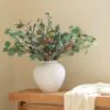 Lifelike Eucalyptus and Neutral Berry Faux Flower Arrangement, 31 Inch Silk Floral Centerpiece for Living Room, Rustic Fall Decor, Maintenance Free