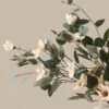Lifelike Eucalyptus and Cream Magnolia Faux Flower Arrangement, 9 Stems Artificial Flowers for Living Room, Modern Fall Decor, No Watering Needed