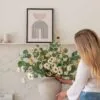 Lifelike Eucalyptus & White Chamomile Faux Flower Arrangement, 28 Inch Silk Floral for Living Room, Boho Spring Decor, No Watering Needed Vase Not