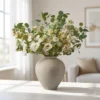 Lifelike Eucalyptus & White Chamomile Faux Flower Arrangement, 28 Inch Silk Floral for Living Room, Boho Spring Decor, No Watering Needed Vase Not