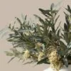 Lifelike Olive & Sage Berry Faux Flower Arrangement, 24 Inch Artificial Floral Centerpiece for Winter Decor, Farmhouse Style, No Watering Needed Vase