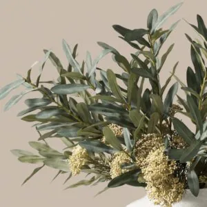 Lifelike Olive & Sage Berry Faux Flower Arrangement, 24 Inch Artificial Floral Centerpiece for Winter Decor, Farmhouse Style, No Watering Needed Vase