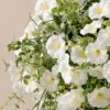 UV Resistant White Petunia Faux Flower Arrangement, 29cm x 15cm Hanging Basket for Outdoor Living Space, No Watering Needed, UV Protected PE Foliage