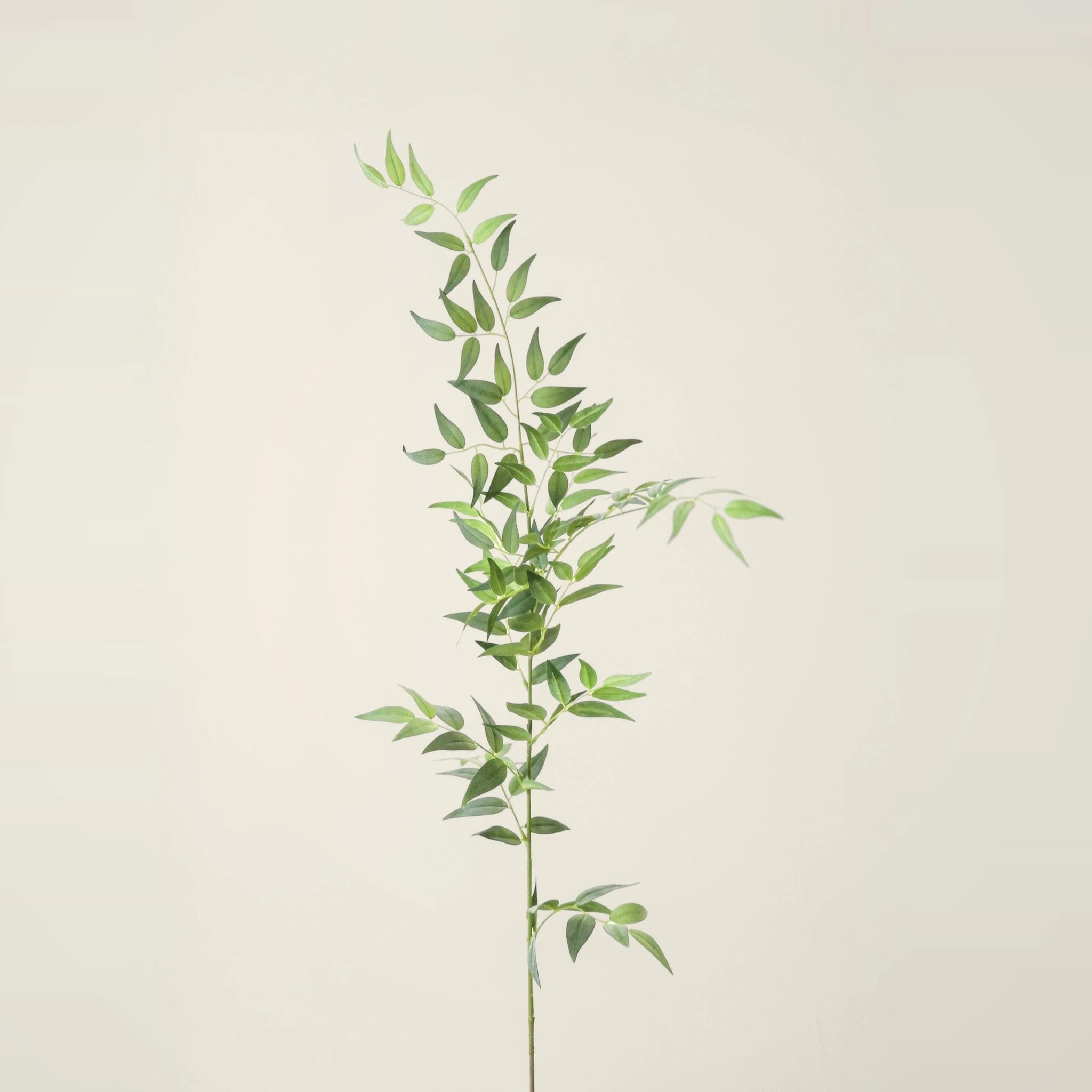 Lifelike Green Grey Ruscus Faux Floral Stems, 12 Artificial Silk Branches for Living Room, Elegant Modern Home Decor, No Watering Needed with Vase