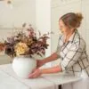 Lifelike Burgundy Berries & Hydrangea Faux Flower Arrangement, 20 Inch Silk Floral Centerpiece for Fall Decor, Farmhouse Style Vase Not Included
