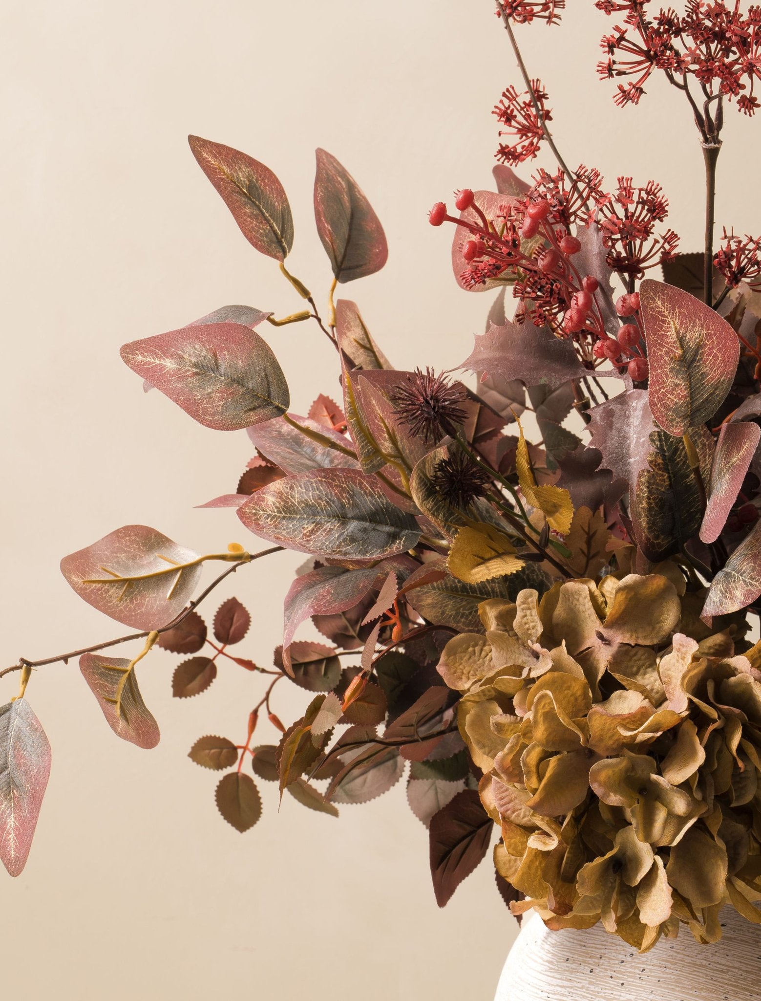 Faux Arrangement - Burgundy Berries & Hydrangea